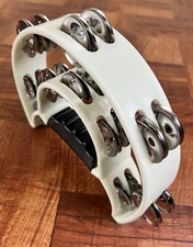 TAMBOURINE- Half Moon Type, Double Row Of Jingles-Crisp Bright Loud Sound White