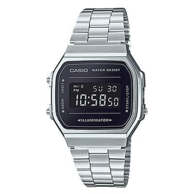Casio A168WEM-1 Men's Youth Collection Mirror Dial Alarm Chronograph