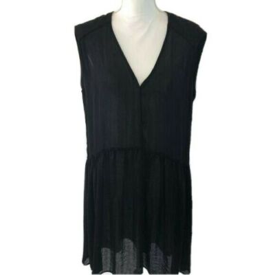 Sandro Dress Womens Size 8 Black Chiffon Polyester Sheer Sleeveless V Neck Mode