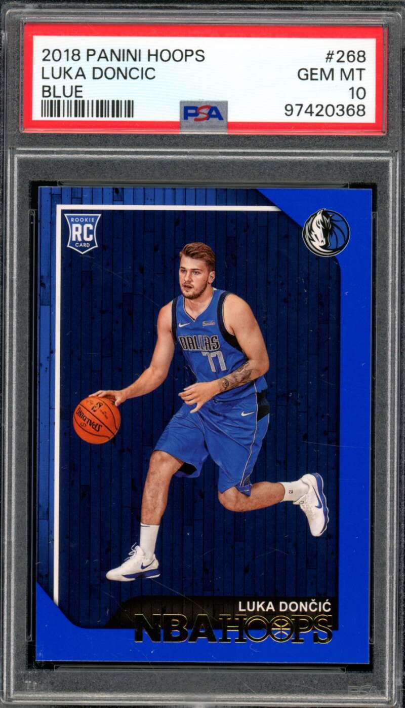 Luka Doncic Rookie Card 2018-19 Panini Hoops Blue (pop 15) #268 PSA 10