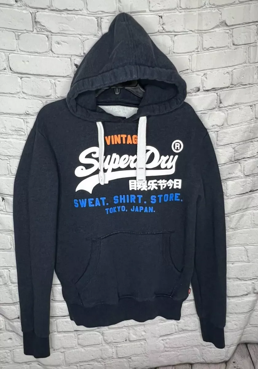 Superdry Vintage Men s Sweat Shirt Store Tokyo Hoodie Blue Sz Large