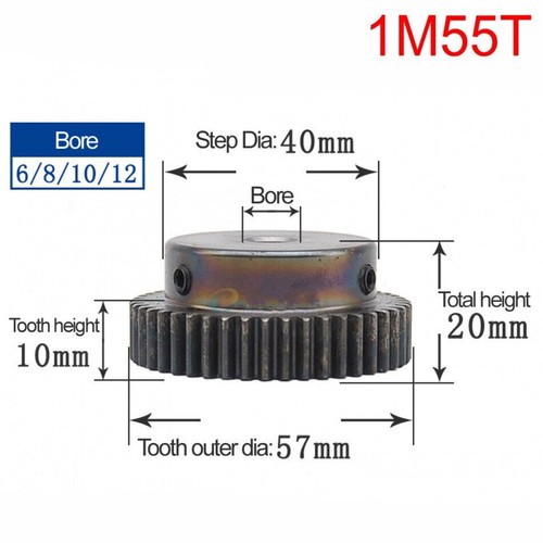 Ingranaggio Trasmissione Denti 1 Mod Spur Gear 10T-150T con Passo 45# Ingranaggio Pignone Acciaio - Foto 14 di 39