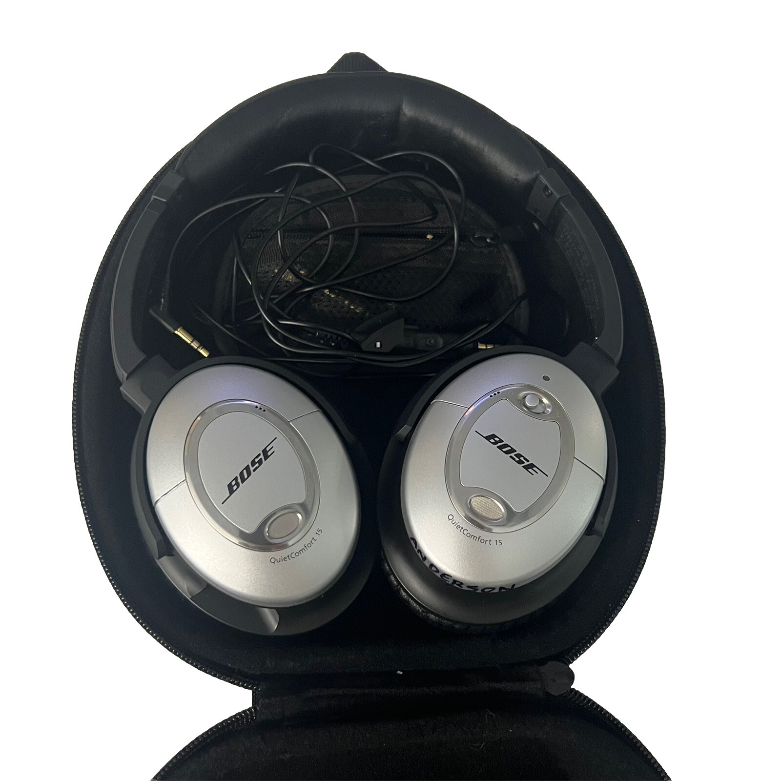 Bose QuietComfort 15 Noise Cancelling Headphones QC15 Silver Black Case Tested-image