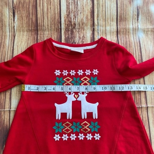 Cat & Jack Toddler Girl’s Long Sleeve Red Holiday Top Reindeer Size XS (4/5) - Picture 3 of 8