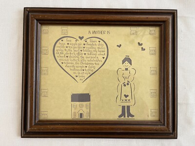 Vintage original handcraft paper design with scissors Mother loving words framed