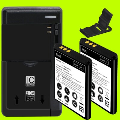 Long Endurance 2x 1600mAh Battery Travel Charger f Consumer Cellular Doro 7050