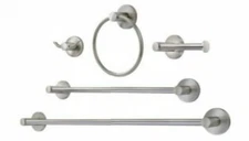 Sheffield 5PC Towel Bar Tissue Holder Ring and Robe Hook Bathroom Accessory Set