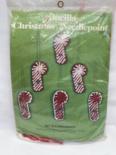 VTG Bucilla Christmas Needlepoint Ornaments Candy Cane Kit 60512 Sewing Craft