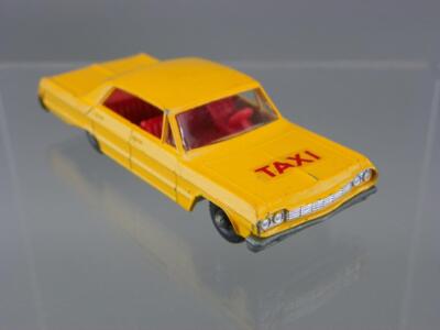 Vintage 1967 Matchbox #20 Diecast Yellow Chevrolet Impala Taxi Red