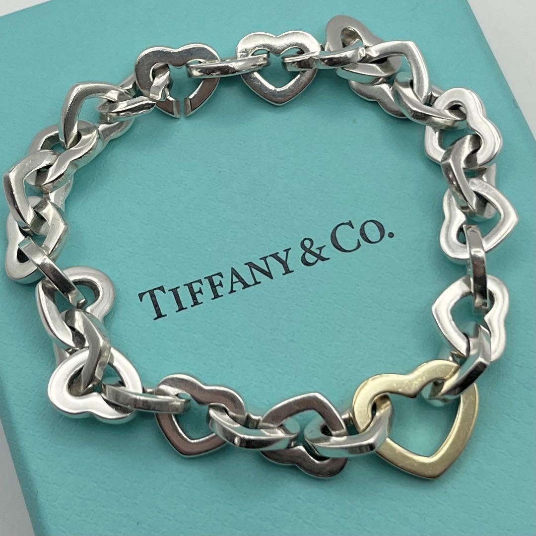 Tiffany & Co. Heart Link Bracelet 18K Gold 750 ＆ Sterling Silver