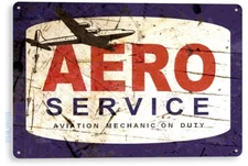 Aero Service Mechanic Duty Aviation Sign, Retro Pilot Decor Tin Sign B594