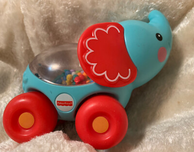 Fisher Price Poppity Pop Pal Elephant Push Pull Toy Rolling