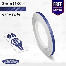 CARBON FIBER DARK BLUE 1/8" STRIPE Car Model Motorcycle TAPE Vinyl Sticker 3mm
