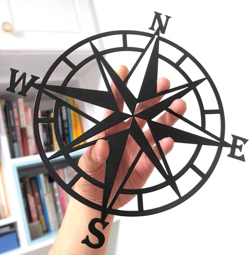 Metal Nautical Compass Wall Art 11 Inch Beach Theme Rustic Decor for Home - Picture 3 of 9