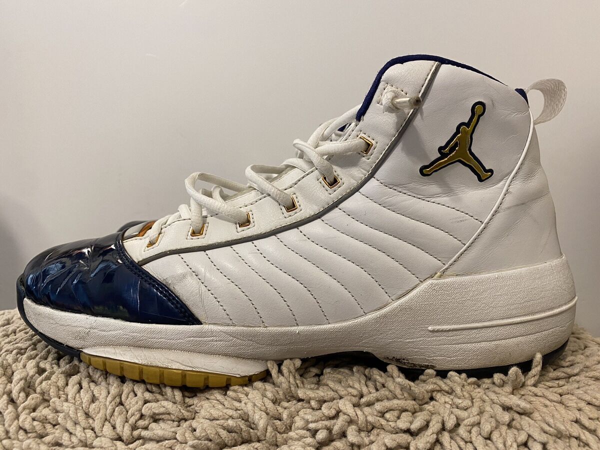 Nike Air Jordan 19 XIX OG SE Olympic 2004, White/Navy/Gold, 308492-171, Size 14