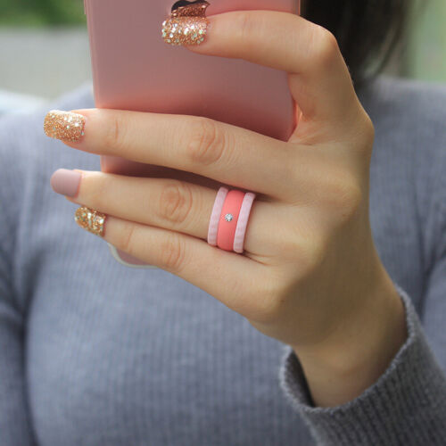 5/7/10 Pcs/Set Diamond silicone rubber wedding ring gift for men and women - Picture 9 of 25