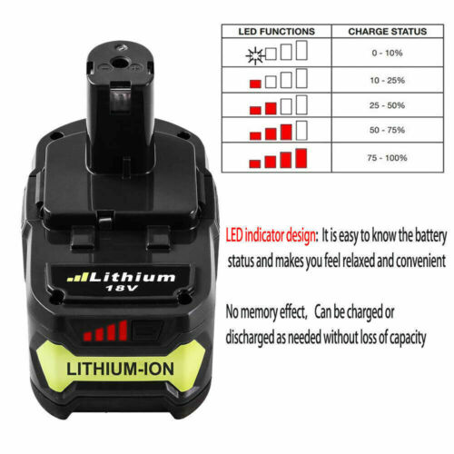 Für Ryobi P108 Akku 18V 8,0Ah 12Ah Lithium One Plus RB18L50 Batterie / Ladegerät - Afbeelding 15 van 38