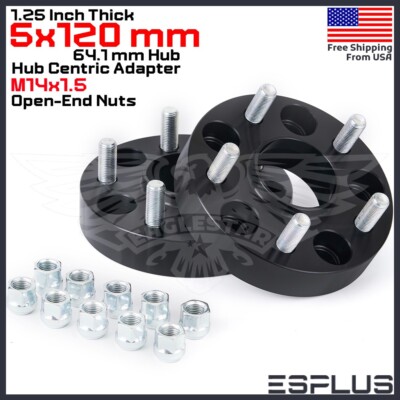 2x 1.25'' 5x120 64.1 Hub Centric Adapter Spacer Fit Civic Type-R/Tesla Model S/X