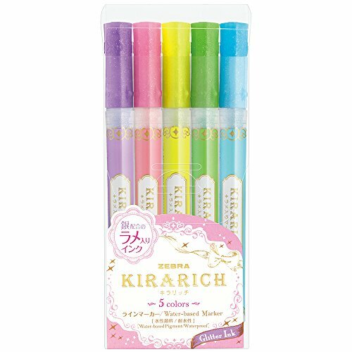 Zebra Glitter Highlighter, Kirarich, Pack of 5 WKS18-5C w/Tr