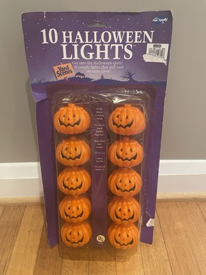 Vintage Fun World Halloween Lights 10 Pumpkin Indoor /Outdoor NOS