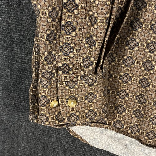 Natural Issue Mens XL Long Sleeve Button Shirt Brown Geometric Light Flannel - Picture 3 of 12