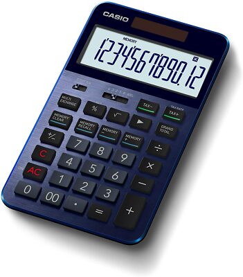 CASIO S100NB-BU 12-Digit Premium Desk Calculator Navy Blue Made in 
