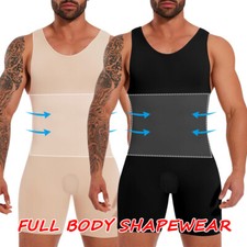 Mens Full Body Shaper Slimming Compression Bodysuit Shapewear Fajas Para Hombres