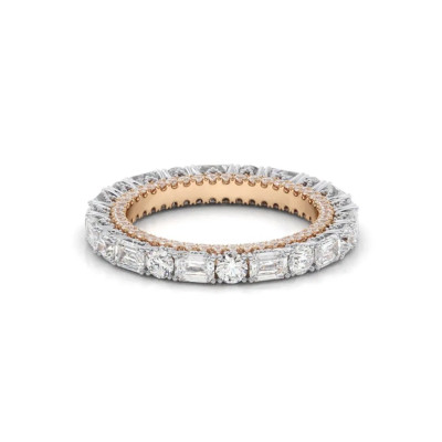 Lab Created Smaragdschliff Diamant Ewigkeitsband 18K mehrfarbiges Gold 4 Kt 2...