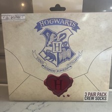 Harry Potter 3 Pair Pack of Crew Socks Gift Box Shoe Size 4-10 New