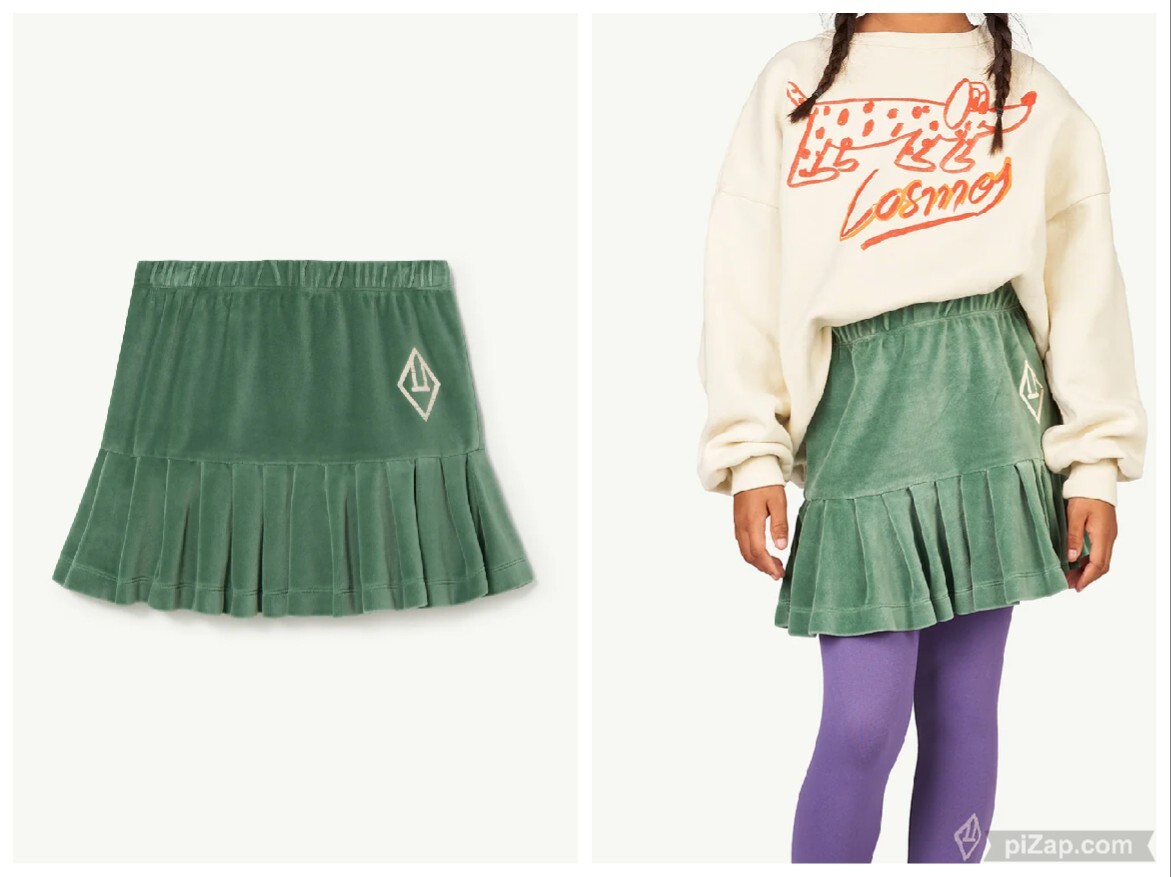 Niña Los Animales Observatorio Terciopelo Pájaro Falda Volantes Pull On Mini Verde 3