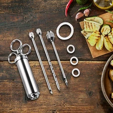 304 Stainless Steel Meat Turkey Injector 3 Needle Seasoning Marinade Injector US