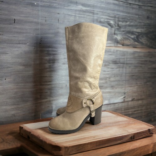 Lauren Ralph Lauren Delsa taupe grau brüniertes Leder Reitstiefel Größe 6,5 - Bild 3 von 6