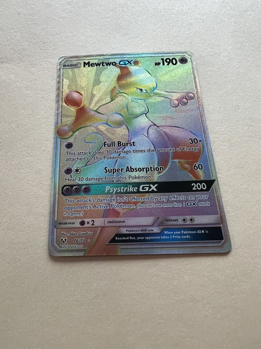 Mewtwo GX 76/73 Pokemon 2017 Shining Legends Secret Rainbow Mewtwo GX 76/73 Pokemon 2017 Shining Legends Secret Rainbow