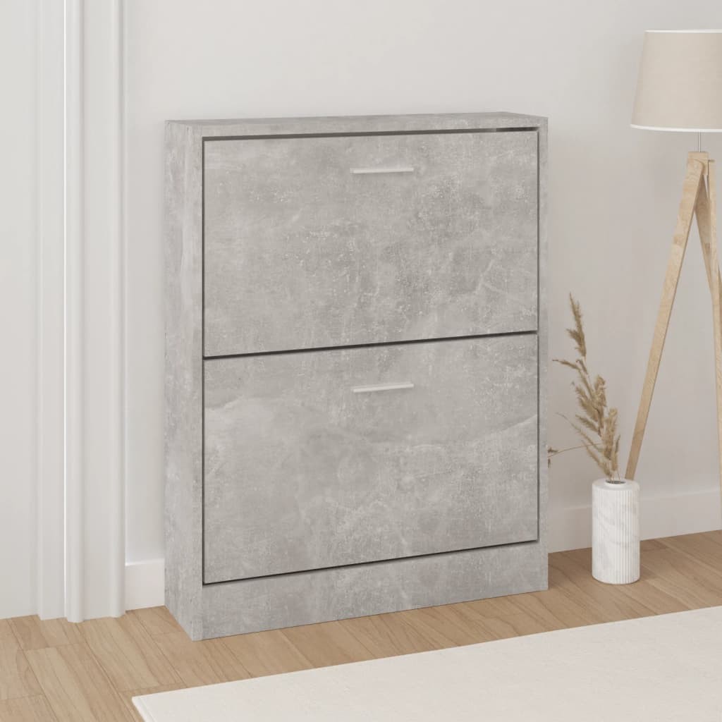 Mobile Scarpiera Moderna Grigio Cemento 59x17x81 cm Legno Multistrato