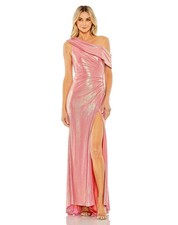 IEENA for Mac Duggal 27152 Off The Shoulder Ruched Waist Slit Metallic Gown 14