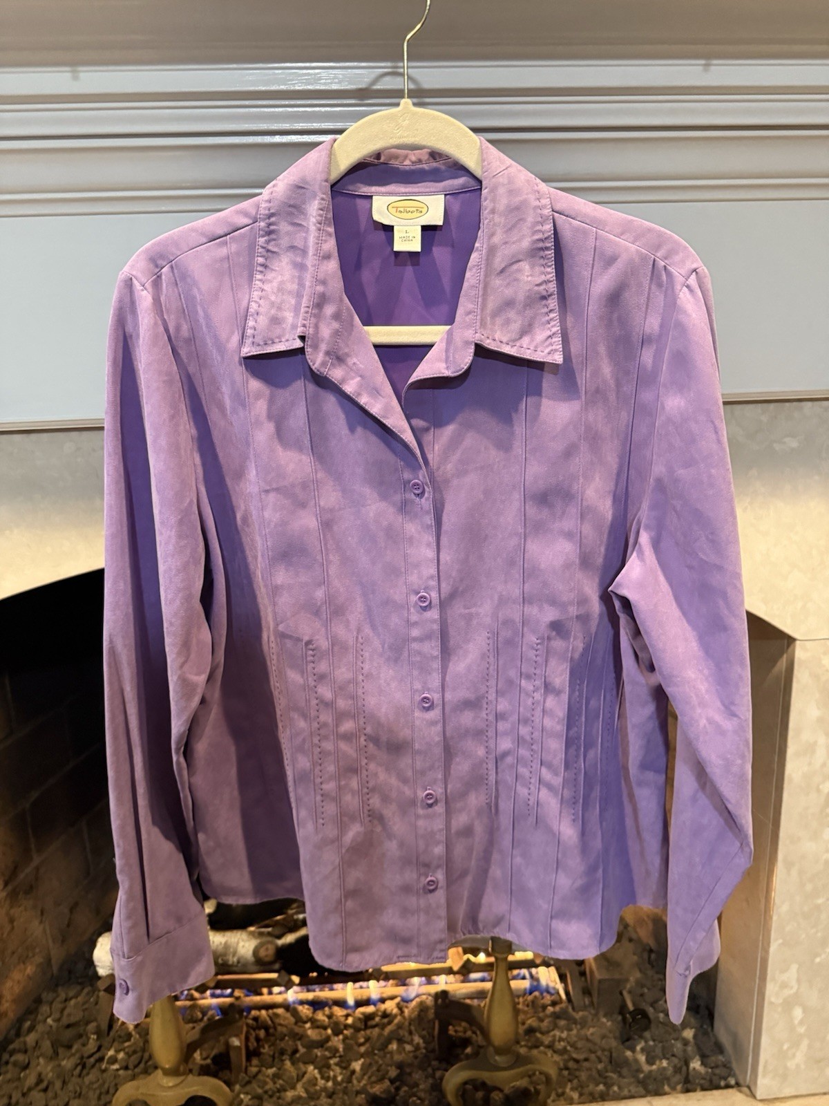Talbots Faux Suede Long Sleeve Top