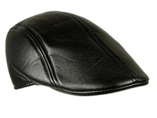 Mens Leather Look Flat Cap Cabbie Gatsby Baker Boy Beret Golf Newsboy Peak Cap