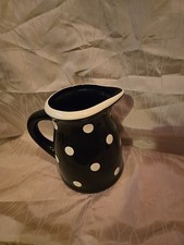 TERRAMOTO TWO CERAMIC BLACK PITCHER W/WHITE POLKA DOTS 7"