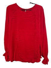 Red Amazon Essentials, Women's Long-Sleeve, Elastic Cuffed Blouse Size 2XL