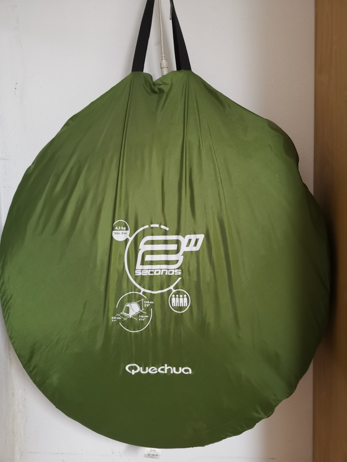 Tienda campaña Quechua 2 Seconds 4 personas verde 4,3 kg