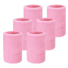 Wrist Sweatbands Sports Wristbands, 6 Pack 4" Pink