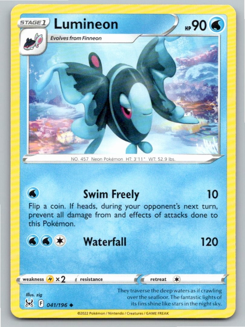 2022 POKEMON LUMINEON LOST ORIGIN 041/196 UC NM A58948 FREE S&H
