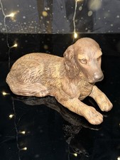 Vintage Cocker Spaniel Dog Figurine Statue Brown Ceramic Figure 9&rdquo; Long