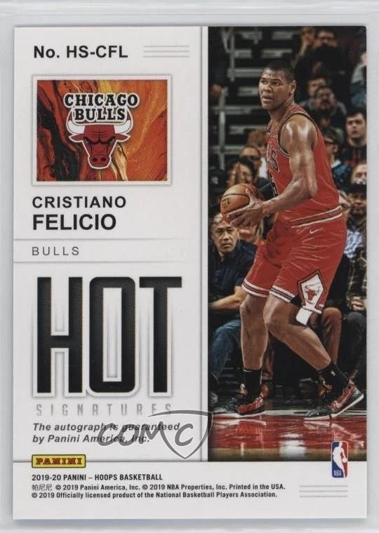 2019-20 Panini NBA Hoops Hot Signatures Cristiano Felicio #HS-CFL Auto - Image 2 of 2