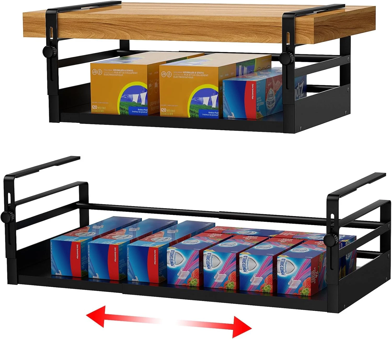Adjustable Under Shelf Basket Organizer 2-Pack for Kitchen & Pantry Storage