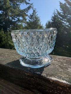 Vintage Indiana Glass Ice Blue Diamond point Fairy Lamp BASE ONLY