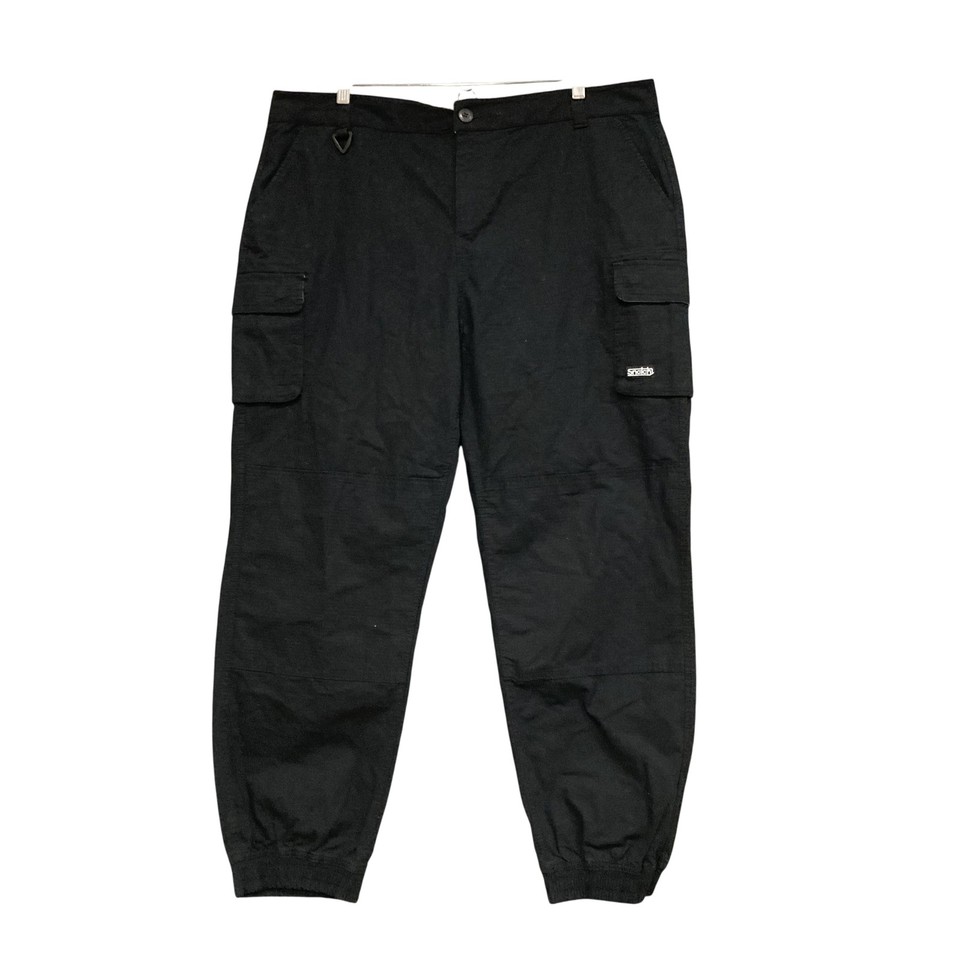 Snatch Pants Womens 18 Black Twill Cargo Relaxed Fit Zip Waist Winter Workwear