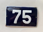 Vintage Enamel Porcelain House Number 75 Door Sign