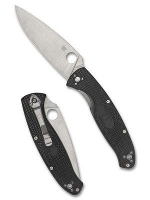 Spyderco Resilience Lightweight Knife C142PBK Satin Plain Edge Blade Black FRN