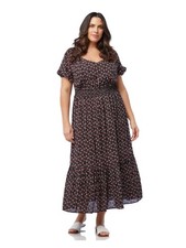 BLACK TAPE Womens Black Pullover Skirt Short Sleeve Midi Fit + Flare Dress M